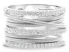 ESTATE WIDE .35CT DIAMOND 14K WHITE GOLD 3D MULTI ROW CRISS CROSS COIL LOVE RING