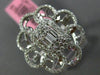ESTATE LARGE .78CT ROUND & BAGUETTE DIAMOND 18KT WHITE GOLD FLOWER COCKTAIL RING