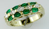 .92CT DIAMOND & AAA EMERALD 14KT YELLOW GOLD OVAL CHANNEL 3 ROW ANNIVERSARY RING