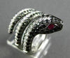 ESTATE LARGE 2.91CTW MULTI COLOR DIAMOND & AAA RUBY 18K WHITE GOLD 3D SNAKE RING
