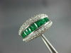 WIDE 1.60CT DIAMOND & AAA EMERALD 14KT WHITE GOLD 3D ROUND & BAGUETTE RING #2739