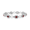 WIDE 7.2CT DIAMOND & AAA RUBY 18KT WHITE GOLD OVAL DOUBLE HALO TENNIS BRACELET