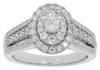 ESTATE 1.0CT DIAMOND 14KT WHITE GOLD 3D CLASSIC OVAL CLUSTER ANNIVERSARY RING
