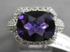 ESTATE WIDE 4.84CTW DIAMOND & AAA AMETHYST 14KT WHITE GOLD HALO EXTRA FACET RING