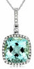 ESTATE 3.56CT DIAMOND & AAA AQUAMARINE 14KT WHITE GOLD CUSHION HALO PENDANT