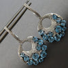 LARGE 3.98CT DIAMOND & AAA BLUE TOPAZ 14K WHITE GOLD CIRCULAR LEVERBACK EARRINGS