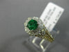 ESTATE WIDE 2.4CT DIAMOND & AAA COLOMBIAN EMERALD 14K WHITE GOLD ENGAGEMENT RING