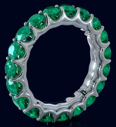 3.60CT AAA EMERALD 14KT WHITE GOLD CLASSIC SHARED PRONG ETERNITY FUN LOVE RING
