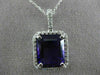 ESTATE LARGE 7.04CT DIAMOND & AMETHYST 14KT WHITE GOLD FILIGREE FLOATING PENDANT