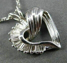 ESTATE .36CT DIAMOND 14KT WHITE GOLD FANCY FLOATING OPEN HEART PENDANT #10803