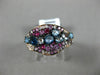 ESTATE 1.63CT DIAMOND & MULTI GEM 14KT ROSE GOLD 3D CLUSTER WAVE FRIENDSHIP RING