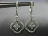 ESTATE 1.23CT DIAMOND 14K WHITE GOLD 3D FLOWER LEVERBACK HUGGIE HANGING EARRINGS