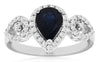 1.5CT DIAMOND & AAA SAPPHIRE 14KT WHITE GOLD PEAR SHAPE & ROUND ANNIVERSARY RING