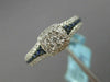 LARGE .53CT DIAMOND & SAPPHIRE 14KT WHITE GOLD 3D SQUARE CLUSTER FRIENDSHIP RING