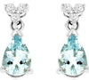 3CT DIAMOND & AAA AQUAMARINE 14KT WHITE GOLD PEAR SHAPE & ROUND HANGING EARRINGS
