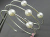 ESTATE WIDE AAA SOUTH SEA PEARL 14KT WHITE GOLD 3 ROW FLEXIBLE BANGLE BRACELET
