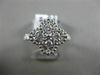 ESTATE WIDE .64CT DIAMOND 18K WHITE GOLD 4 STONE FILIGREE FLOWER SQUARE FUN RING