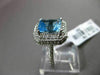 ESTATE LARGE 3.20CT DIAMOND & AAA BLUE TOPAZ 14KT WHITE GOLD 3D EMERALD CUT RING
