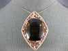 EXTRA LARGE 73.47CT DIAMOND & AAA SMOKY TOPAZ 18K ROSE GOLD 3D FILIGREE PENDANT
