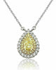 ESTATE 1.25CT WHITE & FANCY YELLOW DIAMOND 18KT 2 TONE GOLD DOUBLE HALO NECKLACE