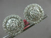 ESTATE LARGE 3.15CT ROUND & BAGUETTE DIAMOND 18KT WHITE GOLD 3D FLOWER EARRINGS