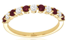 .80CT DIAMOND & AAA RUBY 14KT YELLOW GOLD ROUND SEMI ETERNITY ANNIVERSARY RING