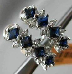 ESTATE 1.40CT DIAMOND & AAA SAPPHIRE 14K WHITE GOLD 3D UMBRELLA CLIP ON EARRINGS
