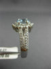 ESTATE 1.49CT DIAMOND & AQUAMARINE 14K WHITE GOLD 3D HALO FLOWER ENGAGEMENT RING