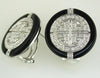 ESTATE .32CT DIAMOND & AAA ONYX 14KT WHITE GOLD FILIGREE CIRCLE CLIP ON EARRINGS