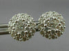 ESTATE LARGE 1.58CT DIAMOND 18KT WHITE GOLD CLUSTER FLOWER CLASSIC STUD EARRINGS