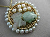ESTATE LARGE AAA MULTI GEM 14KT YELLOW GOLD 3D CIRCULAR MESH LUCKY FISH PENDANT