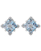 1.88CT DIAMOND & AAA AQUAMARINE 18K WHITE GOLD PRINCESS & ROUND CLIP ON EARRINGS