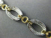 ESTATE WIDE & LONG 3CT DIAMOND 14K WHITE & YELLOW GOLD OVAL LINK TENNIS BRACELET