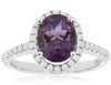 LARGE 2.44CT DIAMOND & AAA AMETHYST 14KT WHITE GOLD OVAL & ROUND ENGAGEMENT RING