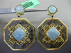 ESTATE LARGE 1.12CT BLACK DIAMOND & AVENTURINE 18K YELLOW GOLD FILIGREE EARRINGS