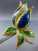 ANTIQUE LARGE .60CT DIAMOND AAA ENAMEL 18K TWO TONE GOLD FLOWER PIN BROOCH #1902