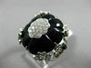 ESTATE LARGE .82CT DIAMOND & AAA ONYX 14KT WHITE GOLD 3D HEART FLOWER FUN RING