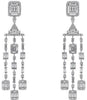 2.33CT DIAMOND 14KT WHITE GOLD 3D ROUND AND BAGUETTE CHANDELIER HANGING EARRINGS