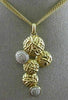 LARGE .44CT DIAMOND 14K YELLOW GOLD HAMMERED LOOK ELONGATED MULTI CHAIN NECKLACE