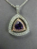 LARGE 1.15CT DIAMOND & AAA AMETHYST 14K WHITE & ROSE GOLD 3D DOUBLE HALO PENDANT
