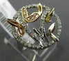 ESTATE .93CT DIAMOND 14KT WHITE YELLOW & ROSE GOLD 3D CIRCLE BUTTERFLY FUN RING