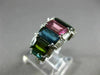 ESTATE LARGE 5.15CT DIAMOND & MULTI COLOR TOURMALINE 14K WHITE GOLD JOURNEY RING