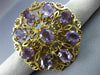ANTIQUE VICTORIAN 14CT AAA AMETHYST 14KT YELLOW GOLD FLOWER PIN BROOCH #19164