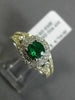 ESTATE WIDE 2.4CT DIAMOND & AAA COLOMBIAN EMERALD 14K WHITE GOLD ENGAGEMENT RING
