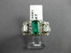 ANTIQUE 2.19CT DIAMOND & AAA EMERALD 14KT WHITE GOLD 3D ENGAGEMENT RING #16061