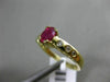 ESTATE WIDE .58CT DIAMOND & RUBY 14KT YELLOW GOLD 3D ETOILE OVAL ENGAGEMENT RING