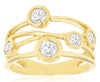 WIDE .76CT DIAMOND 14K YELLOW GOLD 5 STONE MULTI ROW CRISS CROSS BEZEL LOVE RING