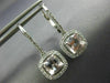 ESTATE 1.83CT AAA MORGANITE 14K WHITE GOLD 3D CUSHION LEVERBACK HANGING EARRINGS