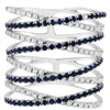 LARGE 1.25CT DIAMOND AAA SAPPHIRE 14K WHITE GOLD MULTI ROW CRISS CROSS LOVE RING