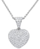4.8CT DIAMOND 18KT WHITE GOLD 3D ROUND CLASSIC PUFF HEART LOVE FLOATING PENDANT